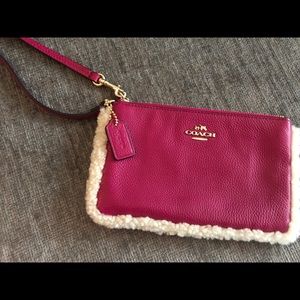Sherpa Lined Coach Wristlet